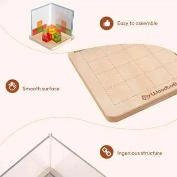 Woodtoe Rainbow Building Blocks for Kids, 3D Spatial Projection Game with 16 PCS Rainbow Gem Cubes, Montessori Stacking Toys, Educational Sensory Toy Birthday for Boys Girls 4+