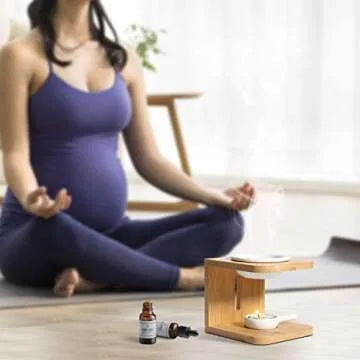 ComSaf Wooden Essential Oil Burner, Scented Wax Melt Burner with Candle Holder, Aromatherapy Aroma Burner Oil Diffuser Candle Tealight Oil Warmer Yoga Spa Home Bedroom Decor Gift, Pack of 2 White