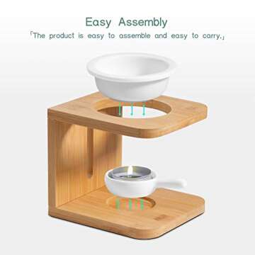 ComSaf Wooden Essential Oil Burner, Scented Wax Melt Burner with Candle Holder, Aromatherapy Aroma Burner Oil Diffuser Candle Tealight Oil Warmer Yoga Spa Home Bedroom Decor Gift, Pack of 2 White