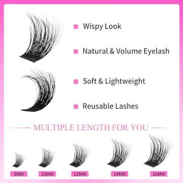 VEYESBEAUTY Lash Clusters Kit Fluffy Individual Lash Extensions Xtreme 3D Layered Volume Eyelashes kit Thin & Invisible Band Wispy Faux Mink Lash, with Cluster Lash Remover & Cleaner Kit