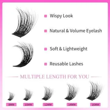 VEYESBEAUTY Lash Clusters Kit Fluffy Individual Lash Extensions Xtreme 3D Layered Volume Eyelashes kit Thin & Invisible Band Wispy Faux Mink Lash, with Cluster Lash Remover & Cleaner Kit