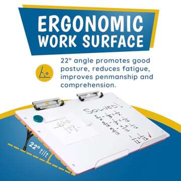 Visual Edge - Slant Board for Writing – Adjustable Magnetic Whiteboard & 22° Angle Ergonomic Desk...