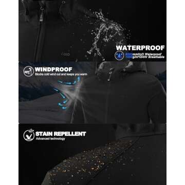 33,000ft Men's Hooded Softshell Jacket Waterproof Lightweight Insulated Windbreaker Fleece Lined Rain Shell Jacket