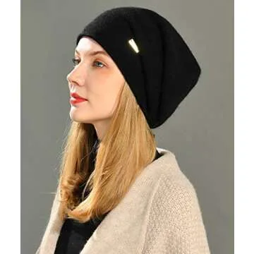 Jaxmonoy Slouchy Beanie - Soft Winter Hat for Women
