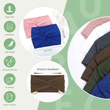 Tobeffect 7 Inches Wide Headbands for Women - Extra Large Turban Hair Accessories, 6 Pack