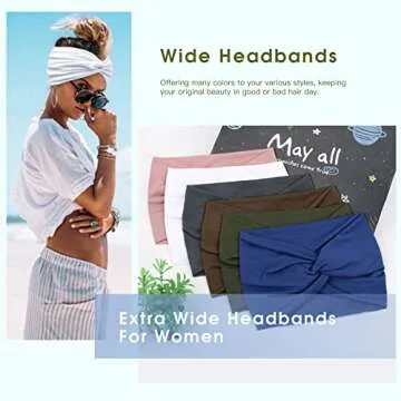 Tobeffect 7 Inch Wide Boho Headbands - 6 Pack