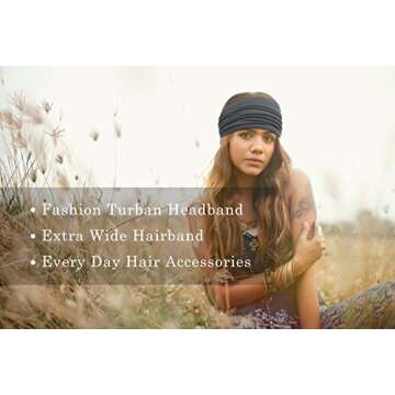 Tobeffect 7 Inch Wide Boho Headbands - 6 Pack