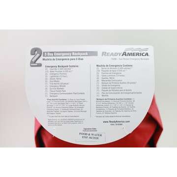 Ready America 70280 72 Hour Emergency Kit, 2-Person, 3-Day Backpack, Includes First Aid Kit, Survival Blanket, Portable Preparedness Go-Bag for Camping, Car, Earthquake, Travel, Hiking, and Hunting, Red