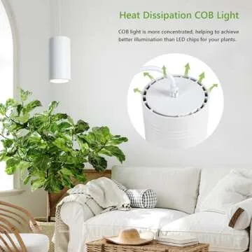 HMVPL Hanging Grow Light, Plant Lights Full Spectrum with 4000K 40W COB Bulb, Pulleys and Smart Timer, Indoor Grow Lamp for Tall Tree Hydroponics