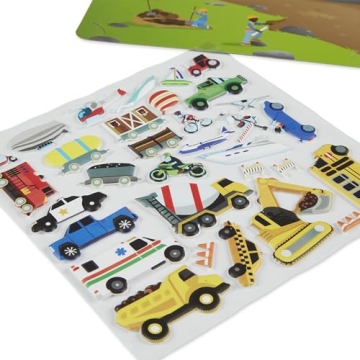 Melissa & Doug Vehicles Puffy Sticker Play Set Travel Toy with Double-Sided Background, 32 Reusable ...