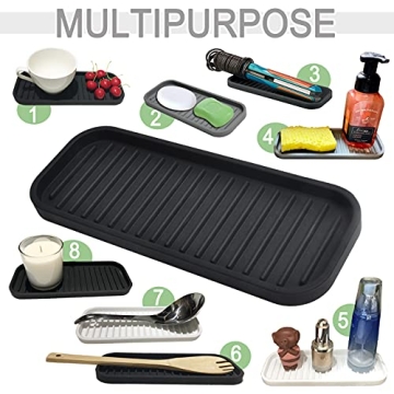 Gosmol Silicone Sponge Holder - Kitchen Organizer Tray 2 Pack