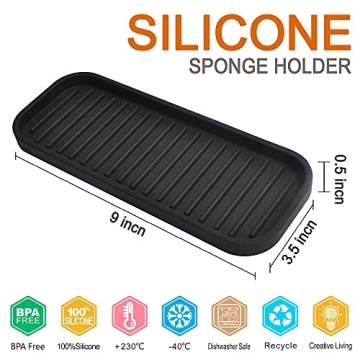 Gosmol Silicone Sponge Holder - Kitchen Organizer Tray 2 Pack