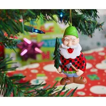 Tree Buddees Lumberjack Santa with Xmas Tree Christmas Ornament