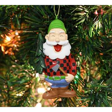 Tree Buddees Lumberjack Santa with Xmas Tree Christmas Ornament