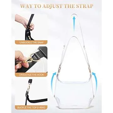 Vorspack Stadium Approved Clear Purse - Women's Crossbody Bag with Adjustable Strap for Sports Events, Concerts & College - White