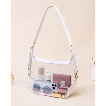 Vorspack Stadium Approved Clear Purse - Women's Crossbody Bag with Adjustable Strap for Sports Events, Concerts & College - White