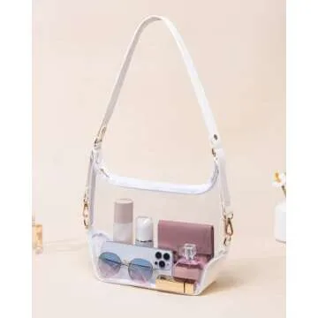 Vorspack Stadium Approved Clear Purse - Women's Crossbody Bag with Adjustable Strap for Sports Events, Concerts & College - White