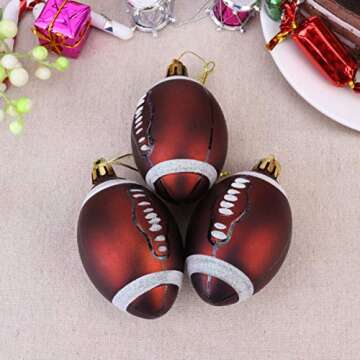 NUOBESTY 12pcs Christmas Rugby Ornaments Christmas Tree Ball Decorations for Football Rugby Sports Theme Christmas Holiday Party Decorations