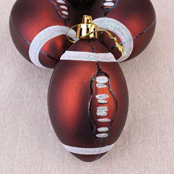NUOBESTY 12pcs Christmas Rugby Ornaments Christmas Tree Ball Decorations for Football Rugby Sports Theme Christmas Holiday Party Decorations