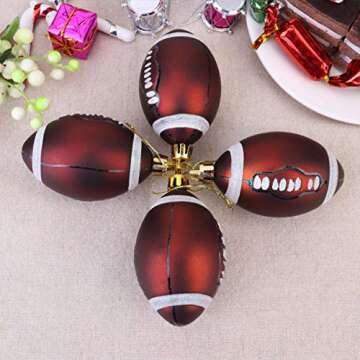 NUOBESTY 12pcs Christmas Rugby Ornaments Christmas Tree Ball Decorations for Football Rugby Sports Theme Christmas Holiday Party Decorations