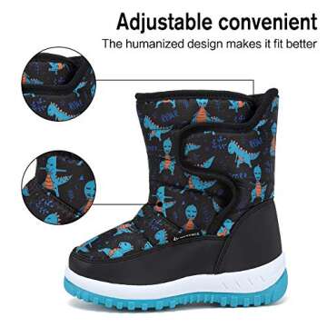 EQUICK Waterproof Kids Winter Boots with Plush Fur