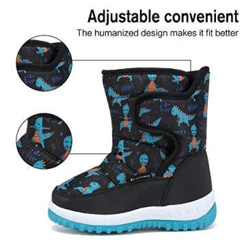 EQUICK Waterproof Kids Winter Boots with Plush Fur