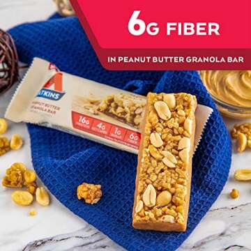 Atkins Peanut Butter Granola Protein Meal Bar, High Fiber, 16g Protein, 1g Sugar, 4g Net Carb, Meal Replacement, Keto Friendly, 5 Count