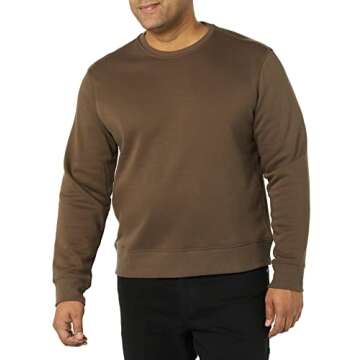 Amazon Essentials Men's Fleece Crewneck Sweatshirt - Medium Brown, Large (Available in Big & Tall Sizes)