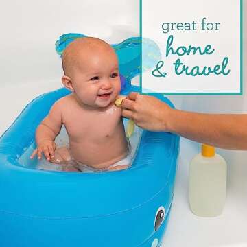 Infantino Whale Bubble Inflatable Baby Bath Tub for Toddlers