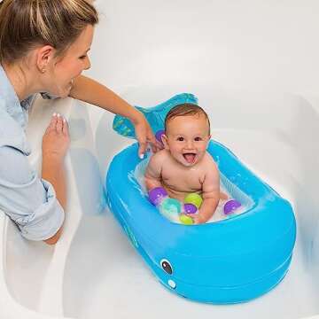 Infantino Whale Bubble Inflatable Baby Bath Tub for Toddlers