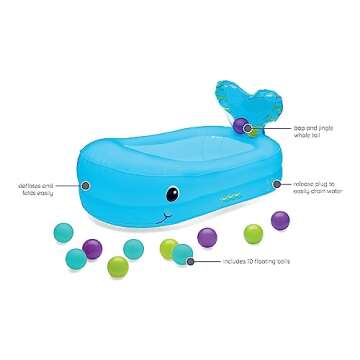 Infantino Whale Bubble Inflatable Baby Bath Tub for Toddlers