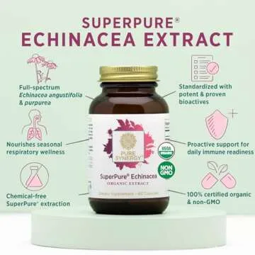 PURE SYNERGY SuperPure Echinacea Extract | Immune Support Supplement | Organic Echinacea Capsules with Full-Spectrum Triple Extracts | Potent Support for Immune Health (60 Capsules)