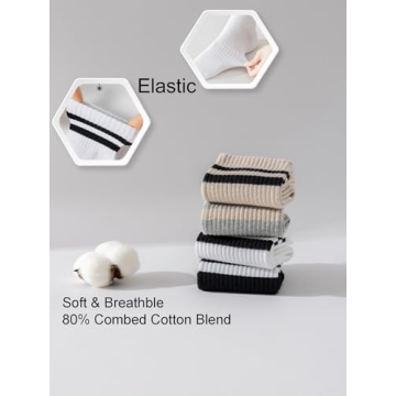 YUWELL Women’s Cozy Striped Crew Socks - 4 Pairs