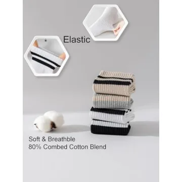 YUWELL Women’s Cozy Striped Crew Socks - 4 Pairs