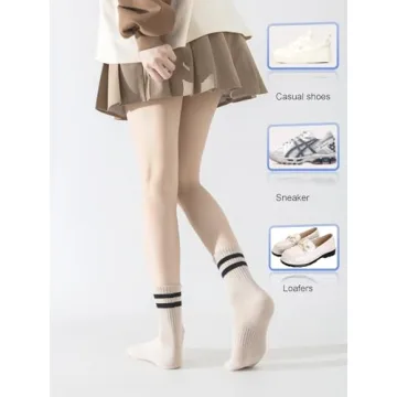 YUWELL Women’s Cozy Striped Crew Socks - 4 Pairs