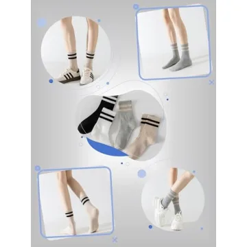 YUWELL Women’s Cozy Striped Crew Socks - 4 Pairs