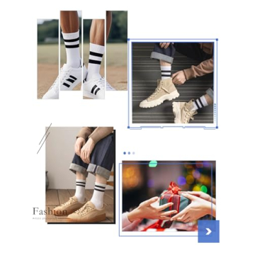 YUWELL Women’s Cozy Striped Crew Socks - 4 Pairs