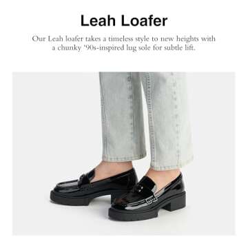 COACH Women's Flats Leah Loafer in Patent Leather, Color Black Patent, Size 7