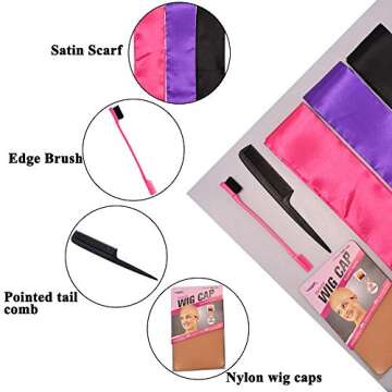 fani 3 PCS Satin Satin Edge Laying Scarf Scarves Three Color Wig Hair Laying Scarf 55 X 2.75 Inches Soft Band Headband for Lace Front Wig,Facial,Sport ,Makeup