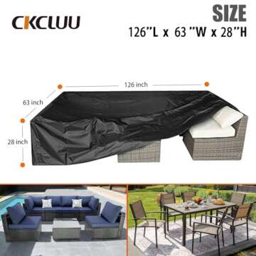 CKCLUU Patio Furniture Set Cover Outdoor Sectional Sofa Set Covers Outdoor Table and Chair Set Covers Water Resistant Large 315cm L x 160 cm W x 74 cm H