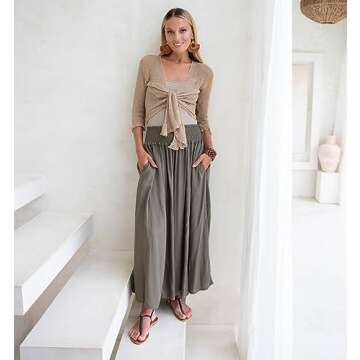 SHU-SHI Womens Sheer Shrug Tie Top Cardigan Lightweight Knit,Gold,One Size