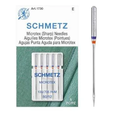 SCHMETZ Microtex Sharp Sewing Machine Needles - Quilting & Topstitching Supplies, Size 80/12, Box of 100