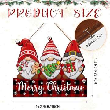 Double Sided Merry Christmas/Thanksgiving Fall Door Gnome Sign Winter Home Front Door Decor Reversib...