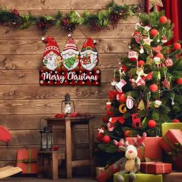 Reversible Gnome Welcome Sign for Holidays Indoor Outdoor Decor