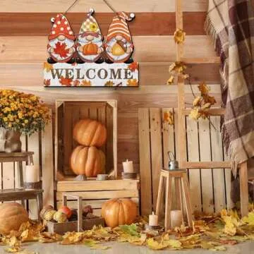 Reversible Gnome Welcome Sign for Holidays Indoor Outdoor Decor