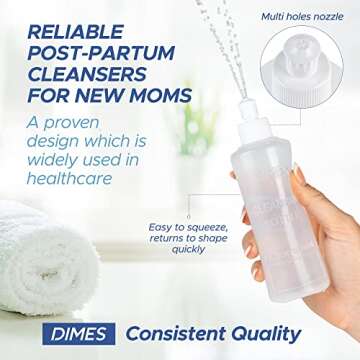 DIMES Perineal Care Bottle 8oz (3-Pack) - Peri Bottle Postpartum Recovery Essentials for New Moms - Portable Bidet for Gentle Cleansing and Hygiene