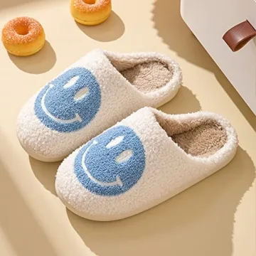 Smile Face Slippers for Women Cozy Warm Slip-on Slippers
