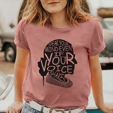 FASHGL RBG Shirt Ruth Bader Ginsburg Shirt RBG Tshirt for Women Ruth Tee Shirt Speak Your Mind Tee Ruth Bader Ginsburg Shirt Pink