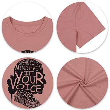 FASHGL RBG Shirt Ruth Bader Ginsburg Shirt RBG Tshirt for Women Ruth Tee Shirt Speak Your Mind Tee Ruth Bader Ginsburg Shirt Pink