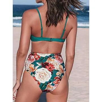 CUPSHE Women's Floral Wrap Bikini High Waist Swimsuit
